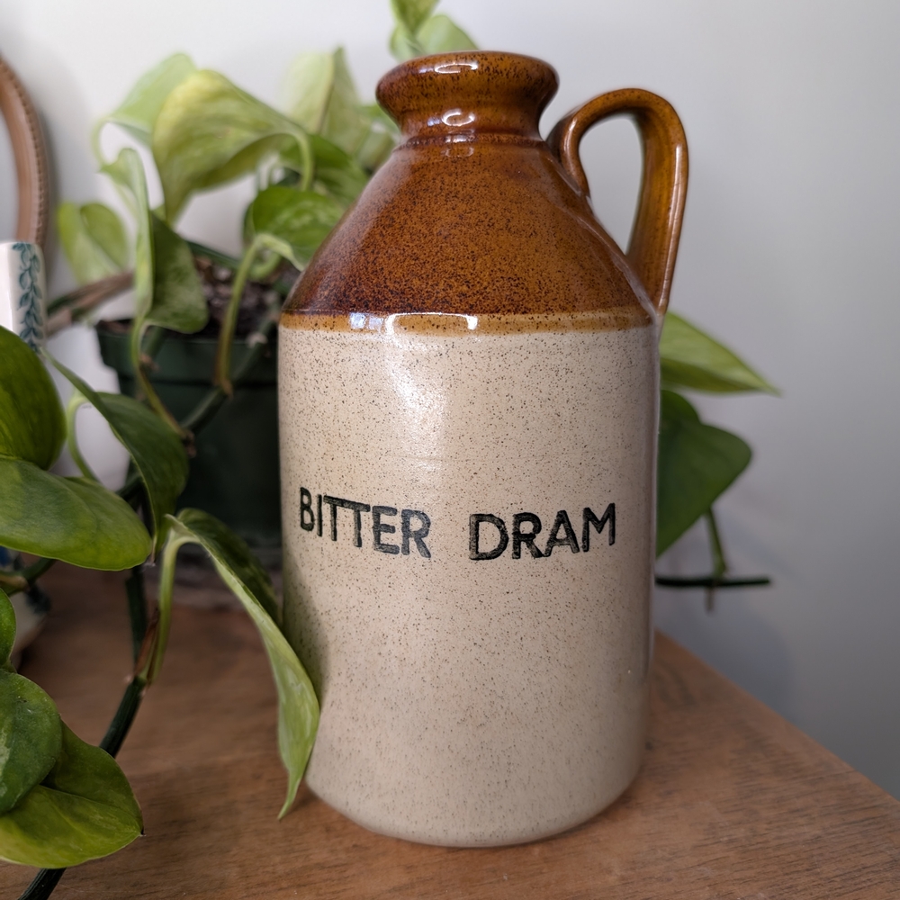 Vintage Ceramic Jug with Brown and Cream Finish